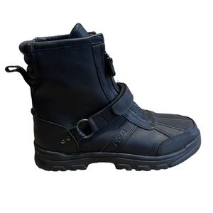 Polo Ralph Lauren Conquest Hi Black II Leather Winter Boot Boy Men Sz. 6.5